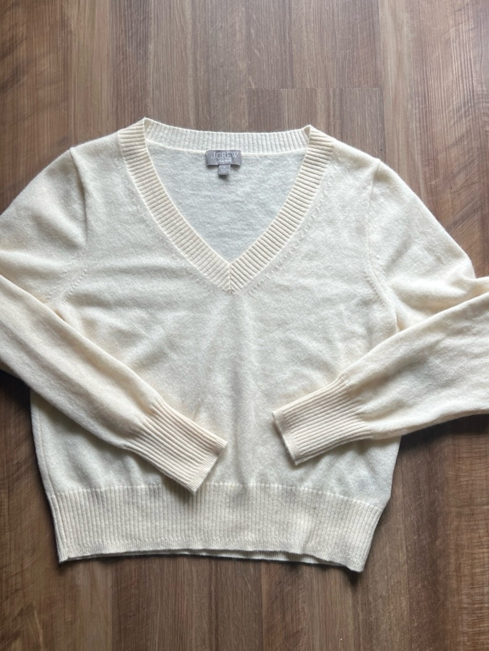 J. Crew Soft Cream V-Neck Knit Sweater